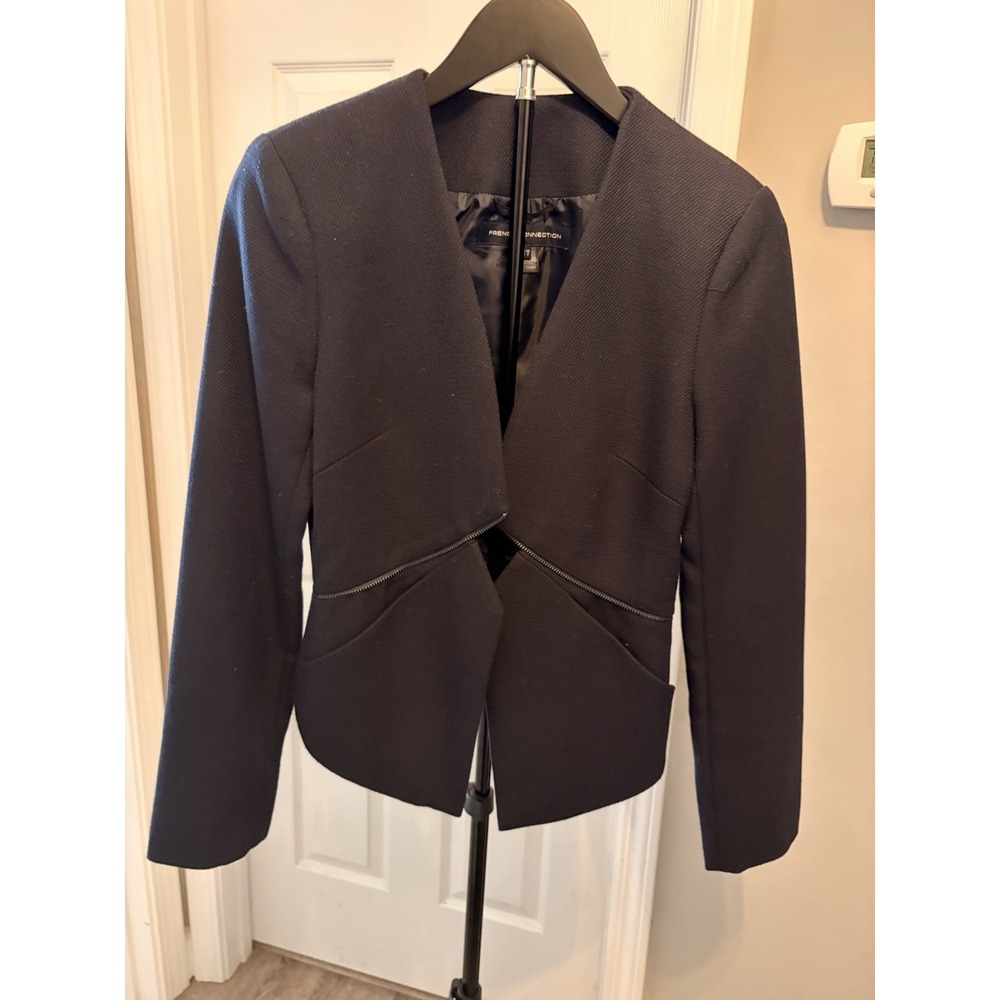 French Connection Navy Blue Apollo Zip Detail Jacket US 2 / UK 6 Contemporary